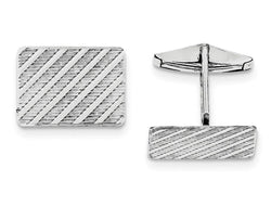 Rhodium-Plated Sterling Silver Rectangle Cuff Links, 23X22MM
