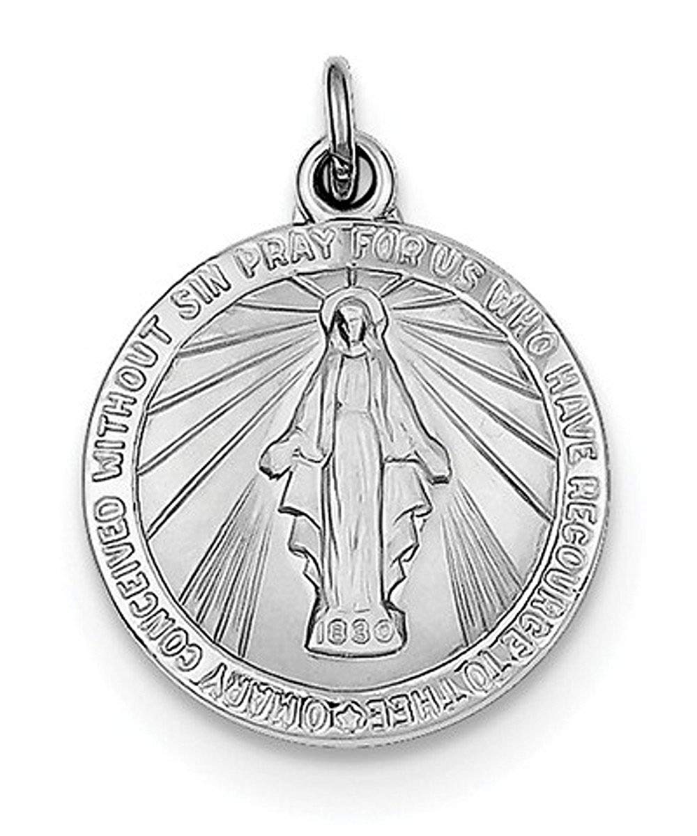 Rhodium-Plated Sterling Silver Miraculous Medal (22X16MM)