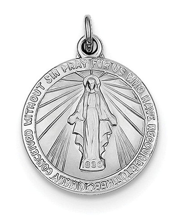 Rhodium-Plated Sterling Silver Miraculous Medal (22X16MM)