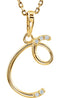 5-Stone Diamond Letter 'C' Initial 14k Yellow Gold Pendant Necklace, 18" (.03 Cttw, GH, I1)