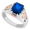 September Birthstone Created Blue Spinel Ring, Sterling Silver, 12k Green and Rose Gold Black Hills Silver Motif