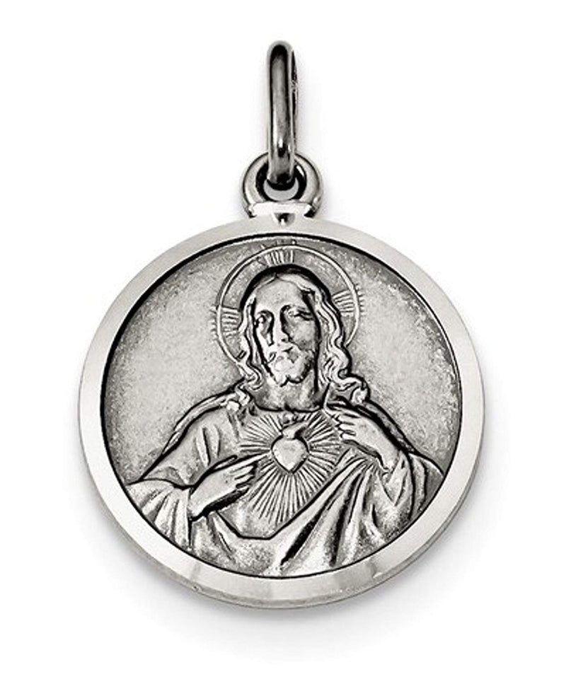 Sterling Silver Sacred Heart Of Jesus Medal (31X16MM)