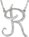 14k White Gold Diamond R Alphabet Initial Script Letter Necklace (GH Color, I1 Clarity, 1/8 Cttw)