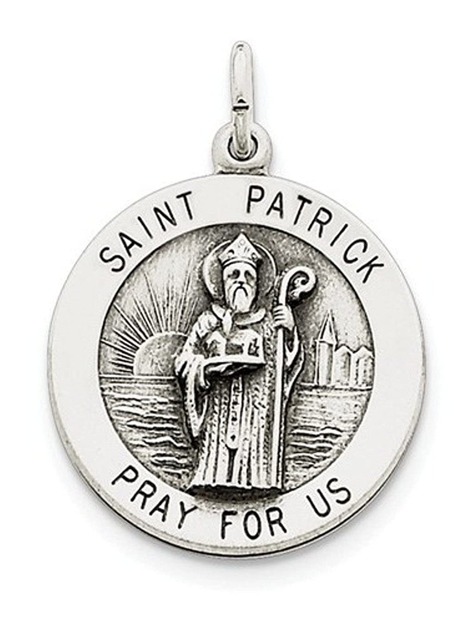 Sterling Silver Antiqued St. Patrick Medal (31X21MM)