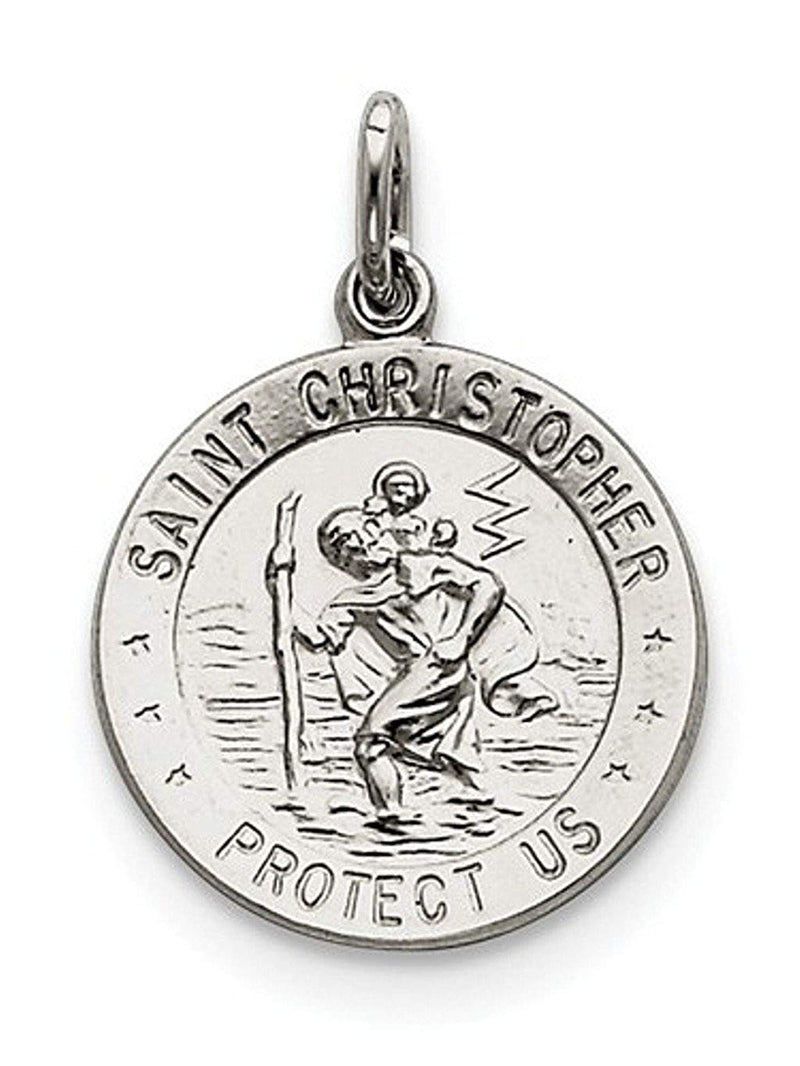 Sterling Silver Saint Christopher Medal Charm Pendant (25X18 MM)