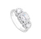 Past, Present and Future CZ Square Rhodium Plated Sterling Silver Ring