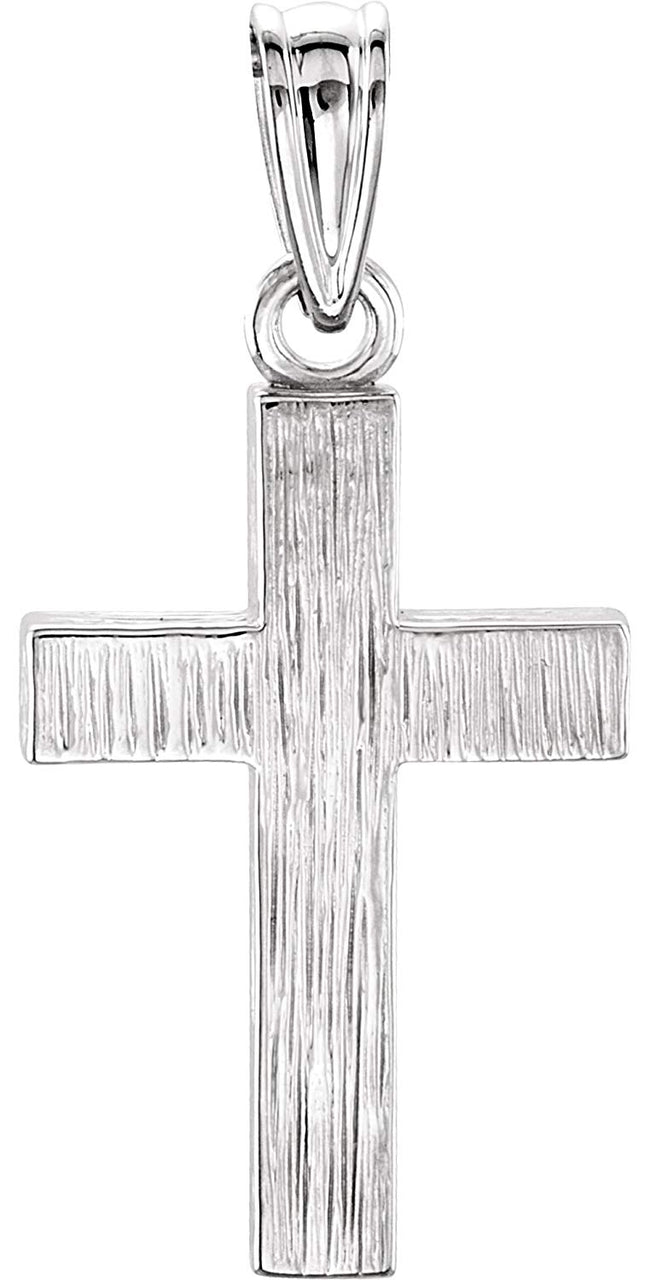 Rugged Cross Brushed Sterling Silver Pendant (20X13MM)