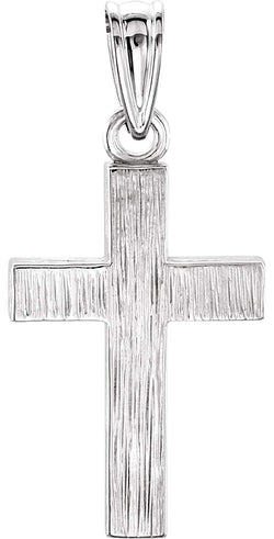 Rugged Cross Brushed Rhodium-Plated 14k White Gold Pendant (20X13MM)