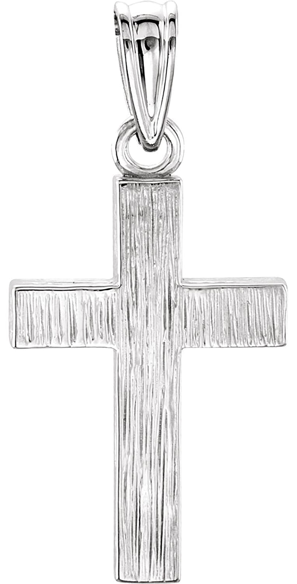 Rugged Cross Brushed 14k White Gold Pendant (20X13MM)