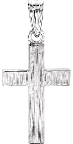 Rugged Cross Brushed Rhodium-Plated 14k White Gold Pendant (24X16MM)