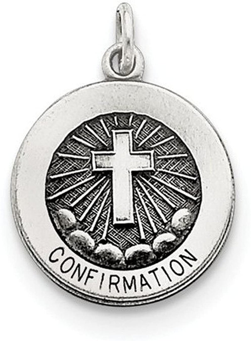 Sterling Silver Antiqued Confirmation Medal (17X15MM)