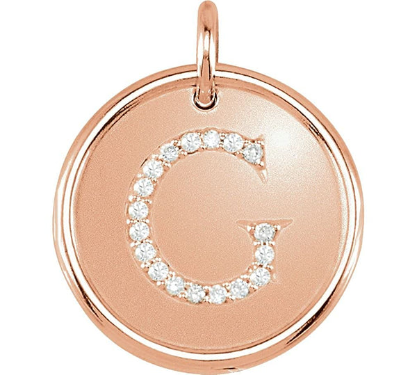 Diamond Initial "G" Pendant, 14k Rose Gold (0.1 Ctw, Color G-H, Clarity I1 )