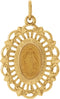 14k Yellow Gold Oval Filigree Miraculous Medal (25x18 MM)