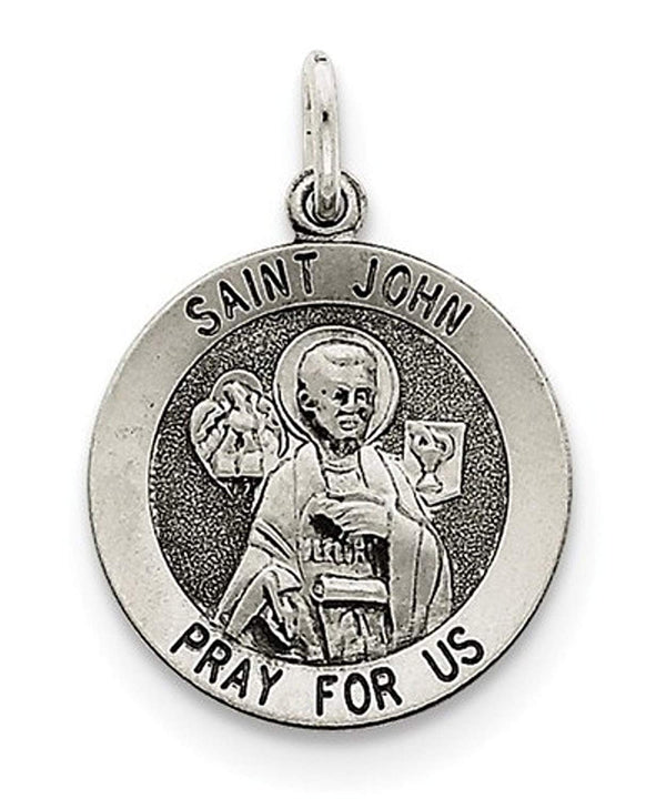 Sterling Silver Antiqued Saint John Medal (25X20MM)