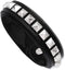 Men's Black Leather with Studs Adjustable 16mm Stainless Steel Push Clasp Bracelet, 9 Inches