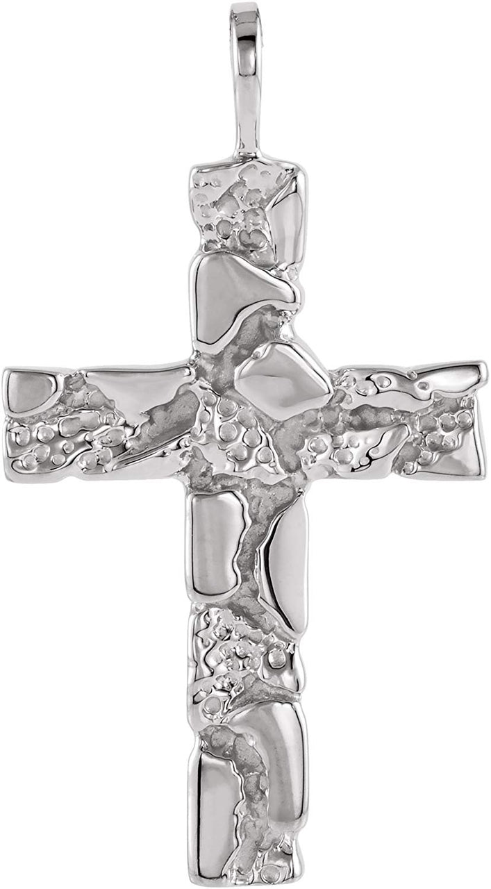 Nugget Cross Sterling Silver Pendant (27X18 MM)