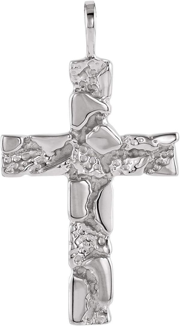 Nugget Cross Rhodium-Plated 14k White Gold Pendant (27X18 MM)