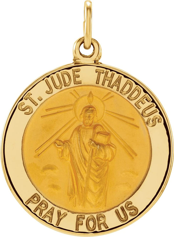 14k Yellow Gold Round St. Jude Thaddeus Medal (14.5MM)