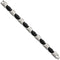 Men's Brushed and Polished Stainless Steel, Black IP Link Bracelet 8.25 Inches