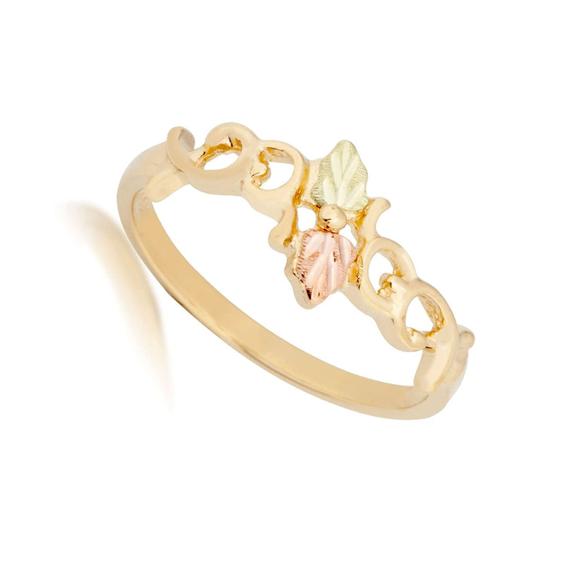 Petite Loop Ring, 10k Yellow Gold, 12k Green and Rose Gold Black Hills Gold Motif