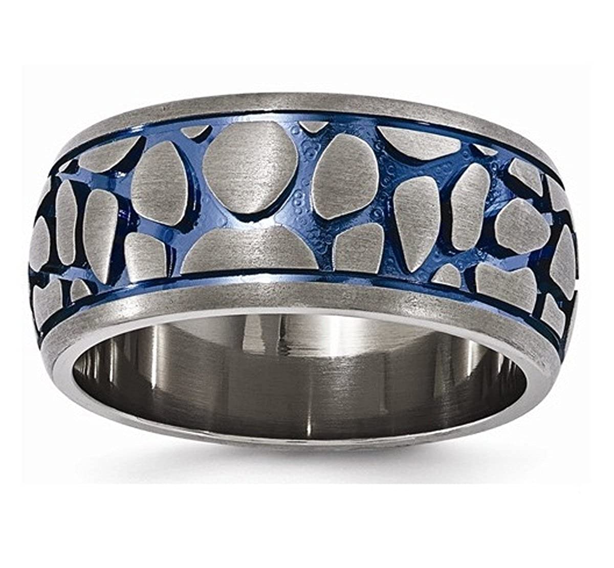 Edward Mirell Brushed Titanium Blue Anodized 10mm Wedding Band