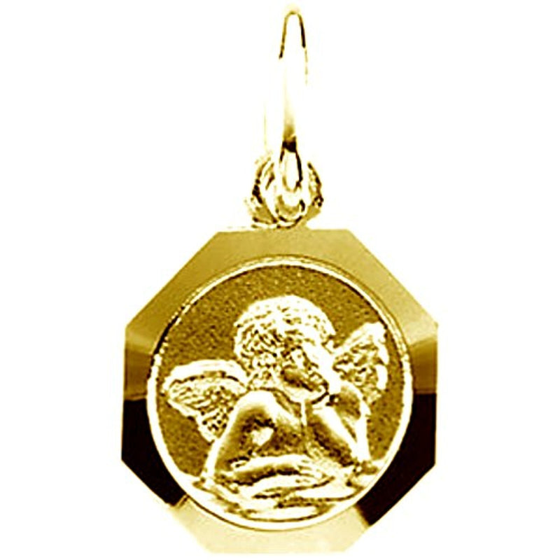 14k Yellow Gold St. Raphael Angel Octagon Medal (8 MM)