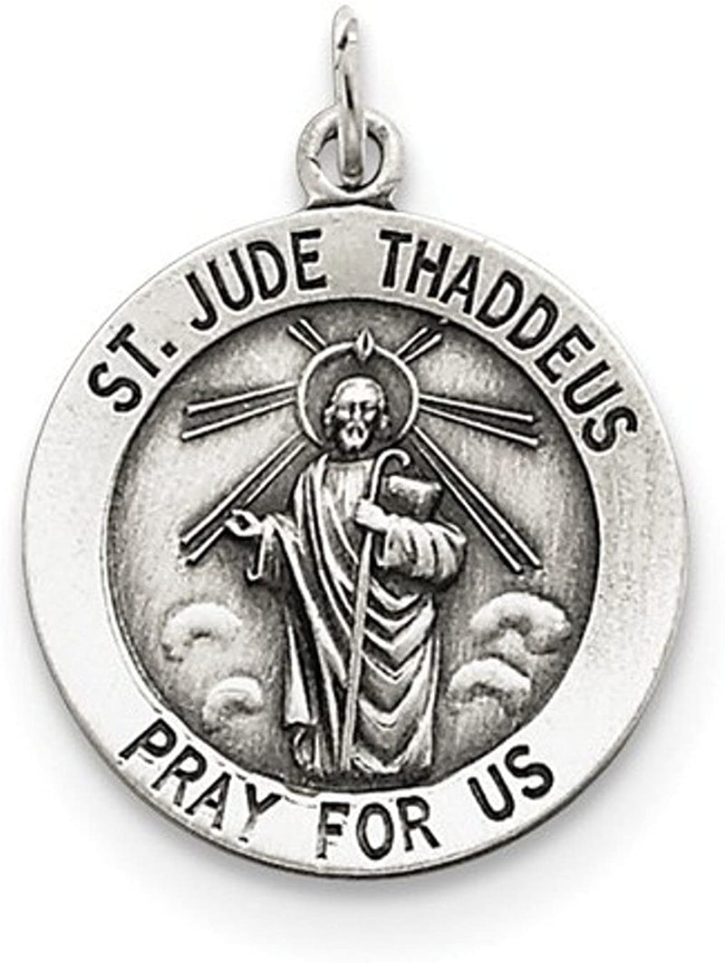 Sterling Silver St. Jude Thaddeus Medal Pendant (25X20 MM)