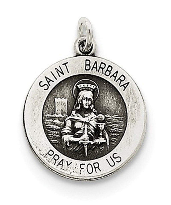 Sterling Silver Antiqued Saint Barbara Medal (20X15 MM)