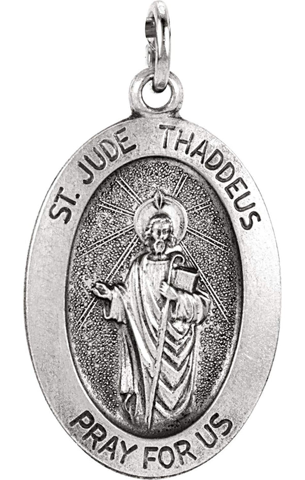 Sterling Silver St. Jude Thaddeus Oval Medal (21x13.5MM)