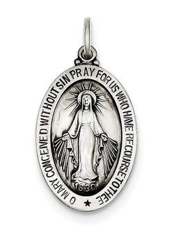 Sterling Silver Antiqued Miraculous Medal (30X16MM)