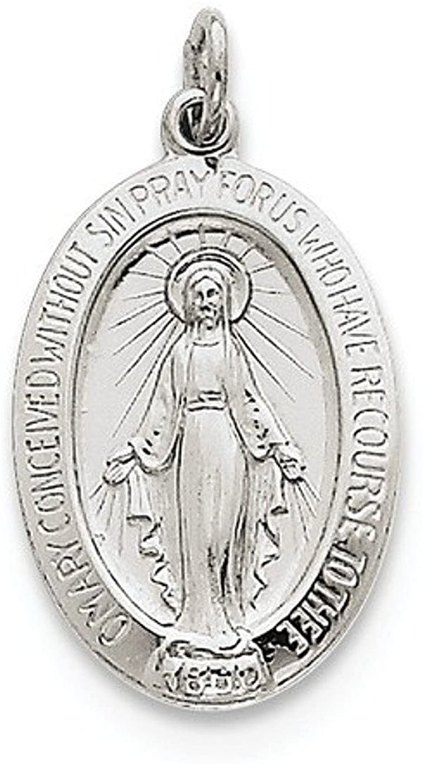 Sterling Silver Miraculous Medal Pendant (24X13 MM)