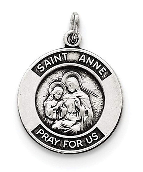 Sterling Silver Antiqued Saint Anne Medal (26X21MM)