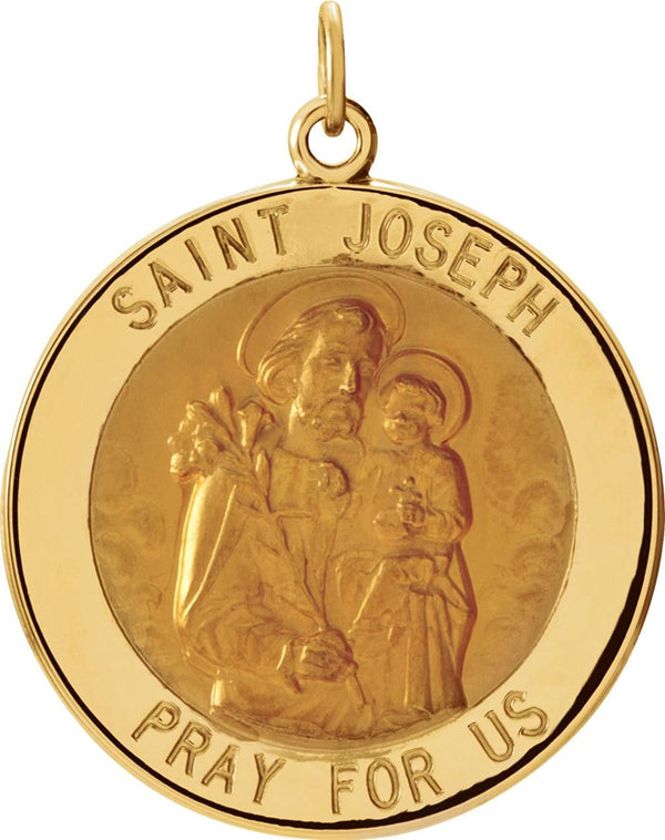 14k Yellow Gold Round St. Joseph Medal (22 MM)