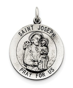 Sterling Silver Antiqued St. Joseph Medal (35X26MM)