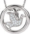 Diamond Dove Circle Sterling Silver Pendant Necklace, 18" (1/8 Cttw)