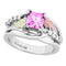 Princess-Cut Created Pink Sapphire and CZ Ring, Sterling Silver, 12k Green and Rose Gold Black Hills Gold Motif