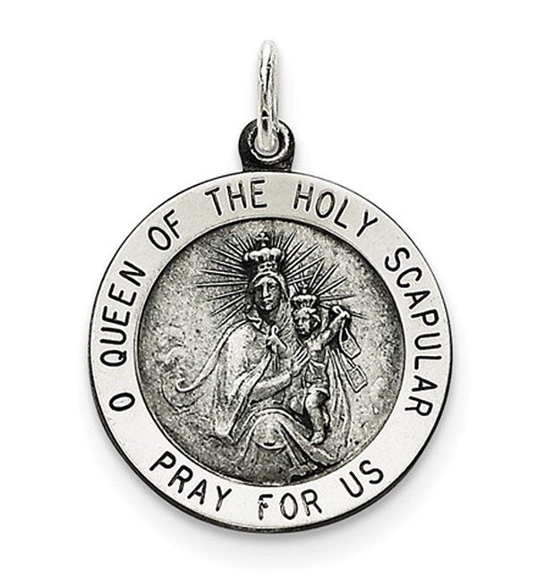 Sterling Silver Queen Of The Holy Scapular Medal (30X20MM)