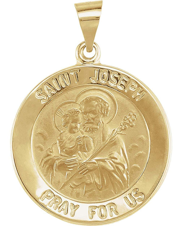 14k Yellow Gold Round Hollow Joseph Medal (22 MM)
