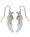 Feather and Leaf Earrings Sterling Silver, 12k Green and Rose Gold Black Hills Gold Motif