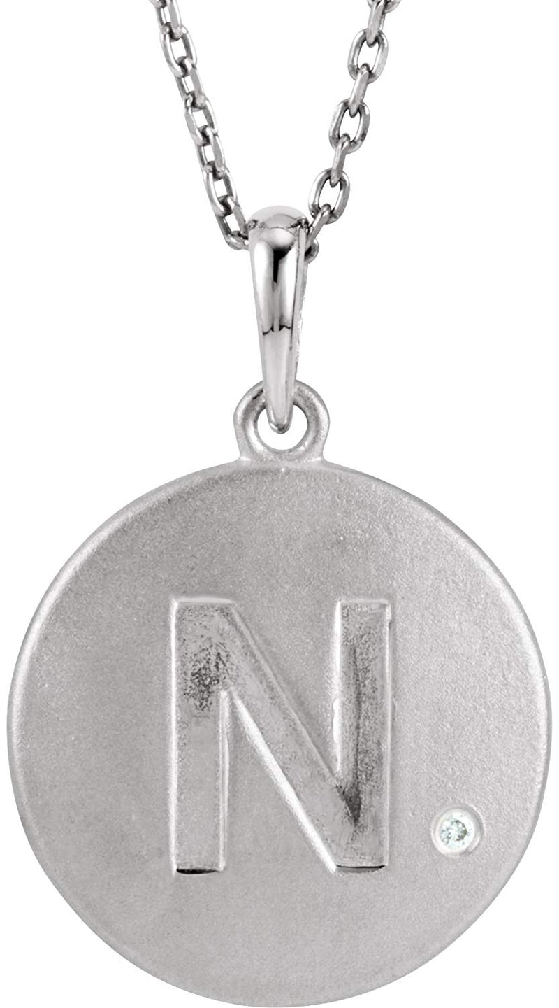 Diamond Letter 'M' Initial Sterling Silver Pendant Necklace, 18" (.005 Ct, GH Color, I2 Clarity)