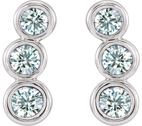 Diamond Three-Stone Ear Climbers, Sterling Silver (.5 Ctw, G-H Color, I1 Clarity)