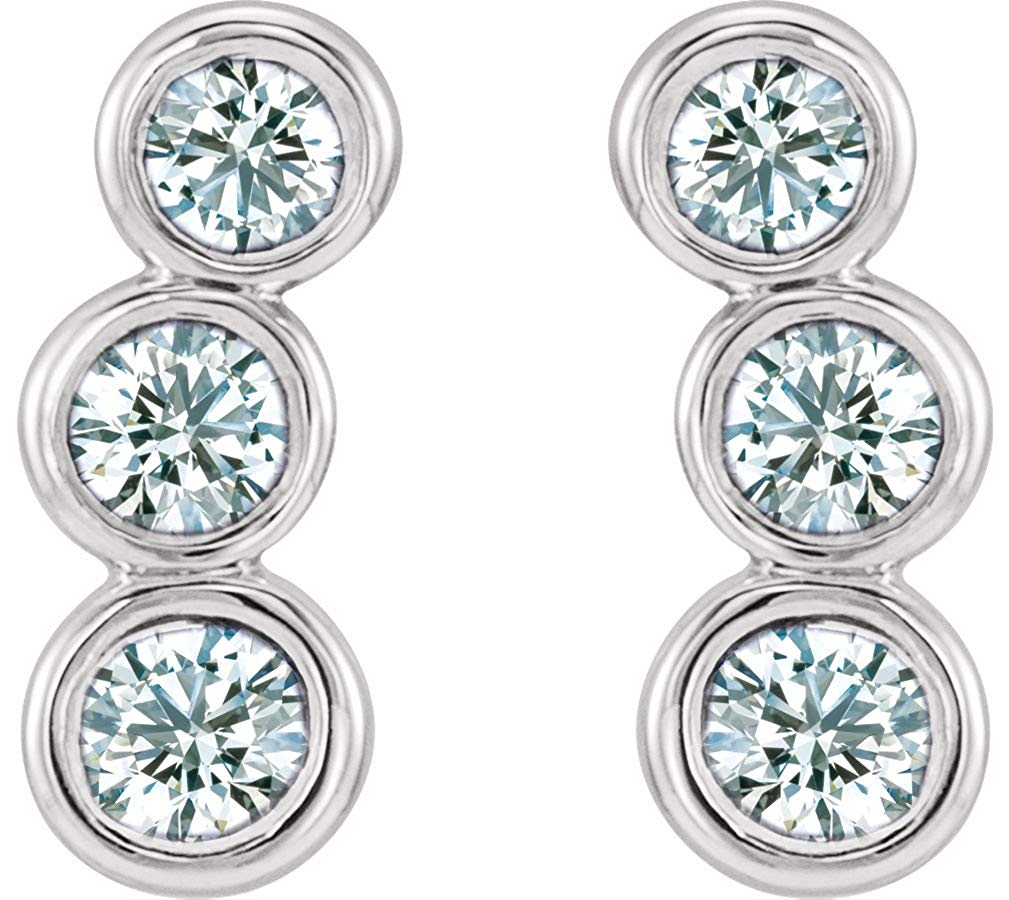 Diamond Three-Stone Ear Climbers, Rhodium-Plated 14k White Gold (.5 Ctw, G-H Color, I1 Clarity)