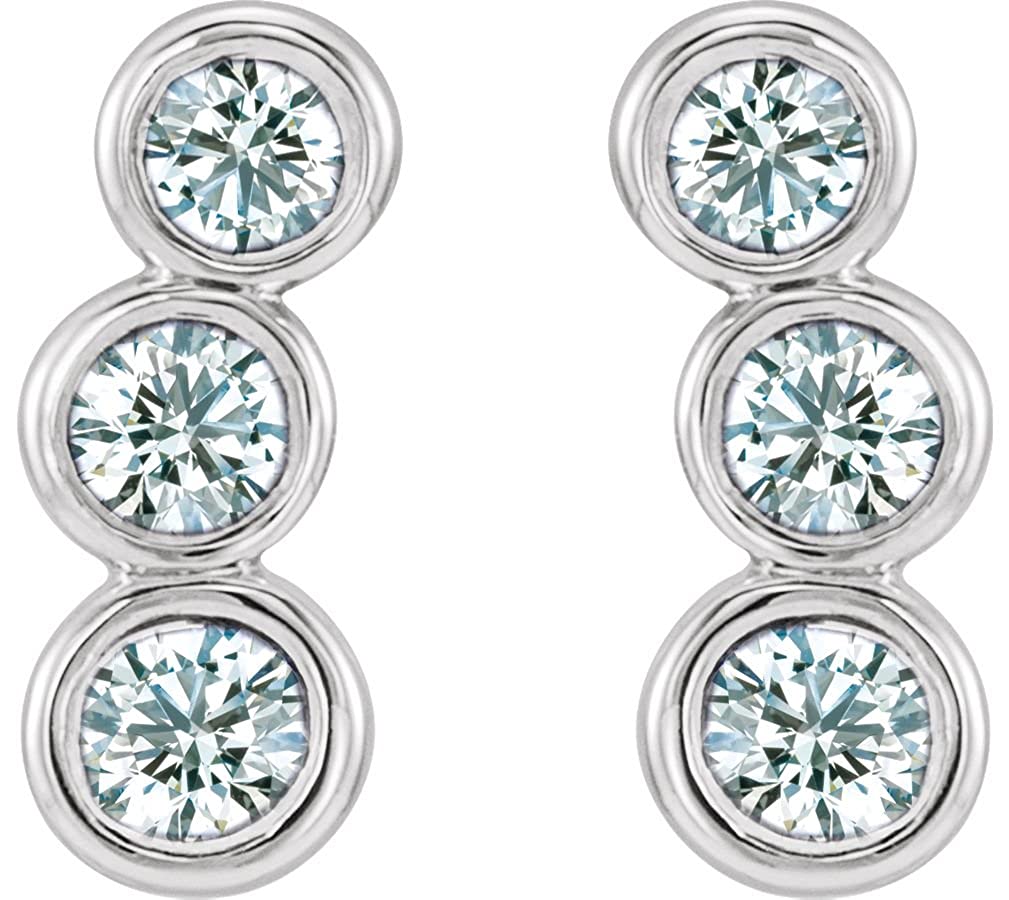 Platinum Diamond Three-Stone Ear Climbers (.5 Ctw, G-H Color, SI2-SI3 Clarity)