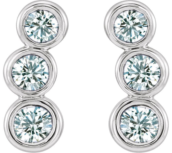 Platinum Diamond Three-Stone Ear Climbers (.5 Ctw, G-H Color, SI2-SI3 Clarity)