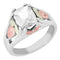 Ave 369 April Birthstone Created White Spinel Ring, Sterling Silver, 12k Green and Rose Gold Black Hills Silver Motif