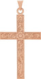 Floral True Cross 14k Rose Gold Pendant (49x25 MM)