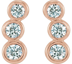 Diamond Three-Stone Ear Climbers, 14k Rose Gold (.5 Ctw, G-H Color, I1 Clarity)