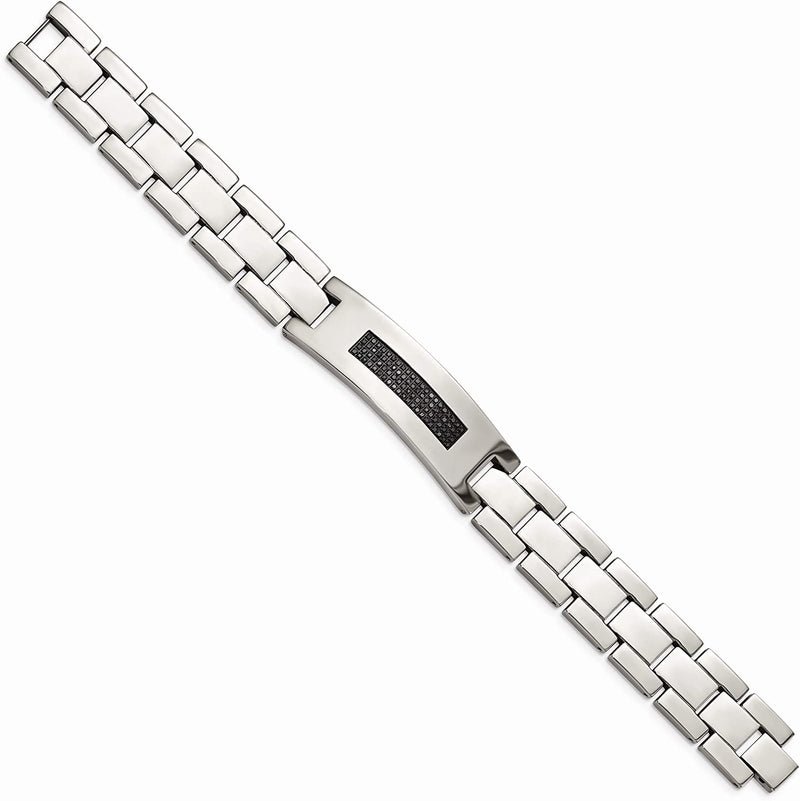 Men's Stainless Steel 18mm Black Diamond Bracelet, 8.25 Inches (.50 Ctw)