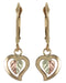 Two-Tone Heart Leverback Earrings, 10k Yellow Gold, 12k Green Gold, 12k Rose Gold Black Hills Gold