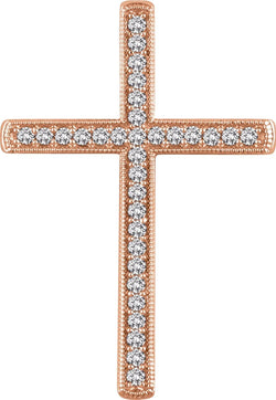 Diamond Chapel Cross 14k Rose Gold Pendant (.5 Ctw, H+ Color, I1 Clarity)